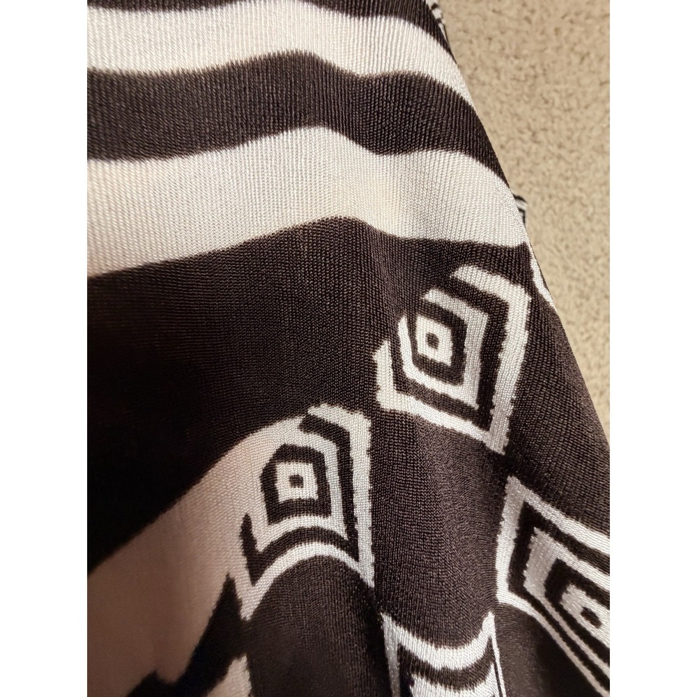 Chicos Travelers Maxi Dress 0 Brown Cream Geometric Sleeveless USA Resortwear - Picture 8 of 13